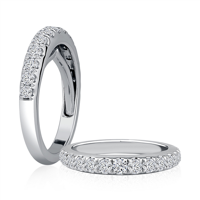 A.JAFFE 14k White Gold 0.8 CTW Diamond Wedding Band