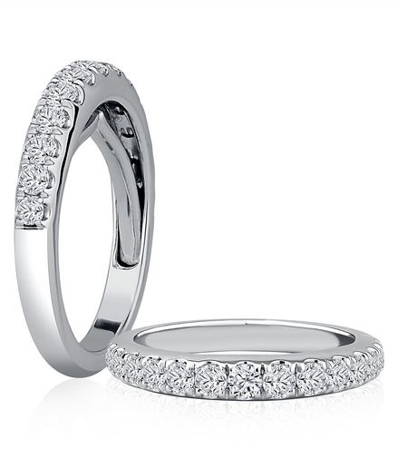 A.JAFFE 14k White Gold 0.8 CTW Diamond Wedding Band