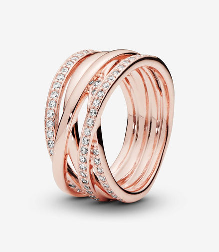 Pandora Timeless Sparkling & Polished Lines Ring Size 7