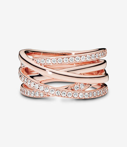 Pandora Timeless Sparkling & Polished Lines Ring Size 7