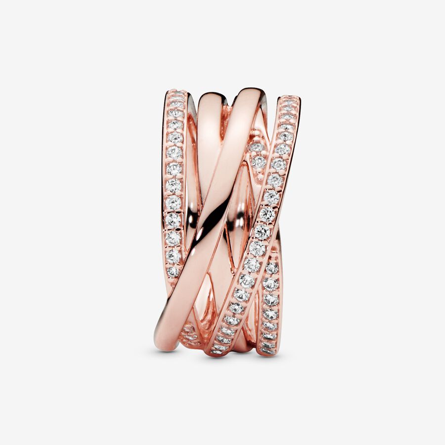 Pandora Timeless Sparkling & Polished Lines Ring Size 7