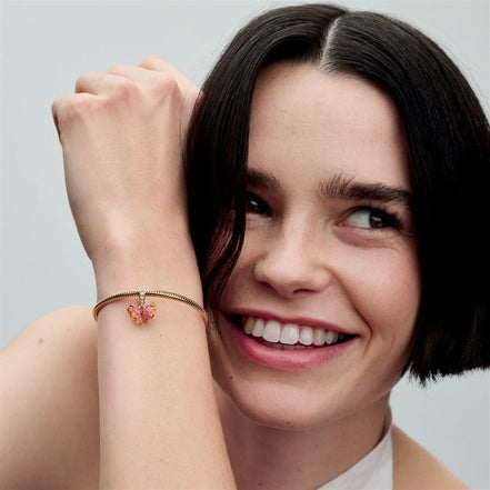 Pandora Moments Pink And Yellow Murano Glass Butterfly Dangle Charm