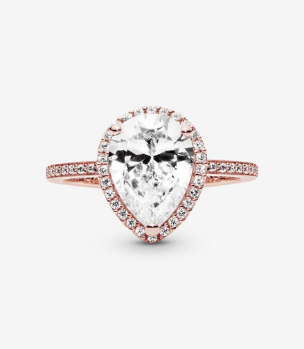 Pandora Timeless Sparkling Teardrop Halo Ring Size 7.5