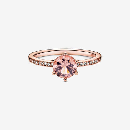 Pandora Timeless Pink Sparkling Crown Solitaire Ring Size 7