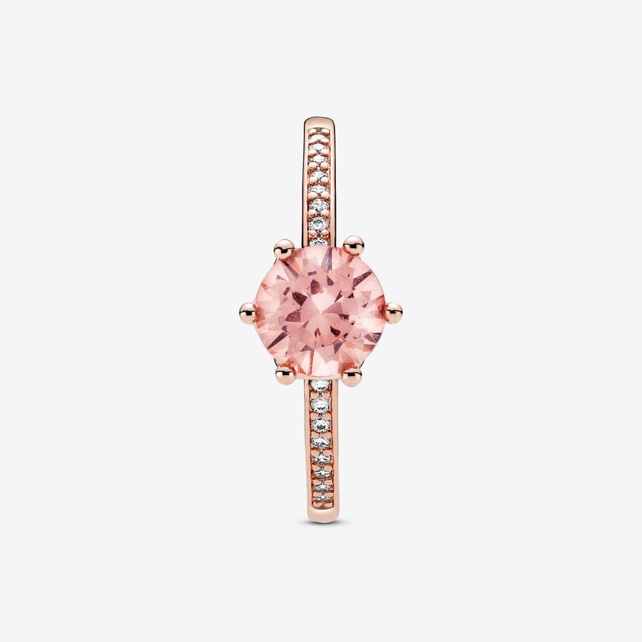 Pandora Timeless Pink Sparkling Crown Solitaire Ring Size 7