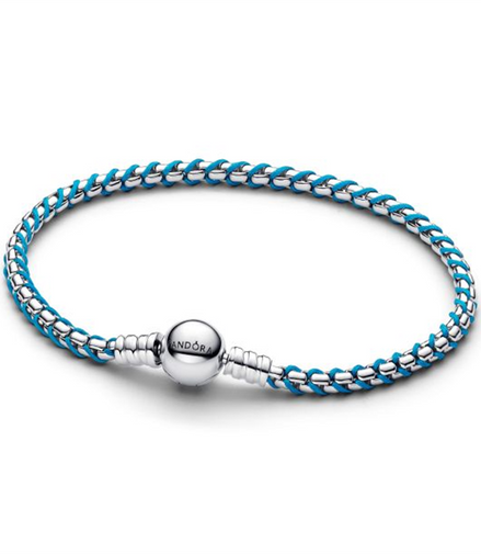 Pandora Moments Blue Cord Snake Chain Bracelet Size 20