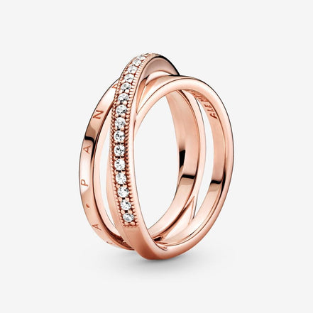 Pandora Signature Crossover Pavé Triple Band Ring Size 6