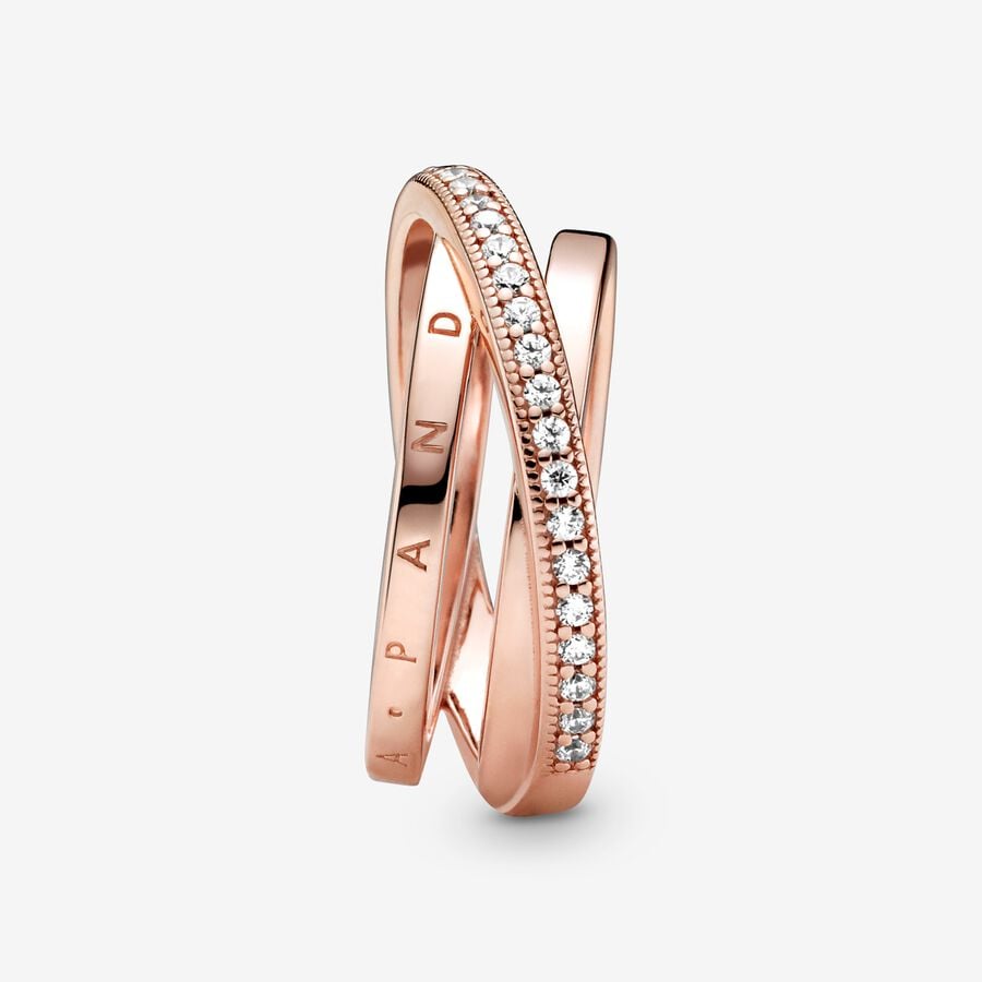 Pandora Signature Crossover Pavé Triple Band Ring Size 5