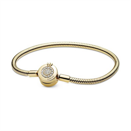 Pandora Sparkling Crown O Snake Chain Bracelet Size 19