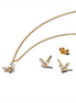 Pandora Golden Butterfly Stud Earrings and Pendant Necklace Gift Set