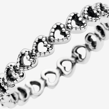 Pandora Moments Band of Hearts Ring Size 8.5