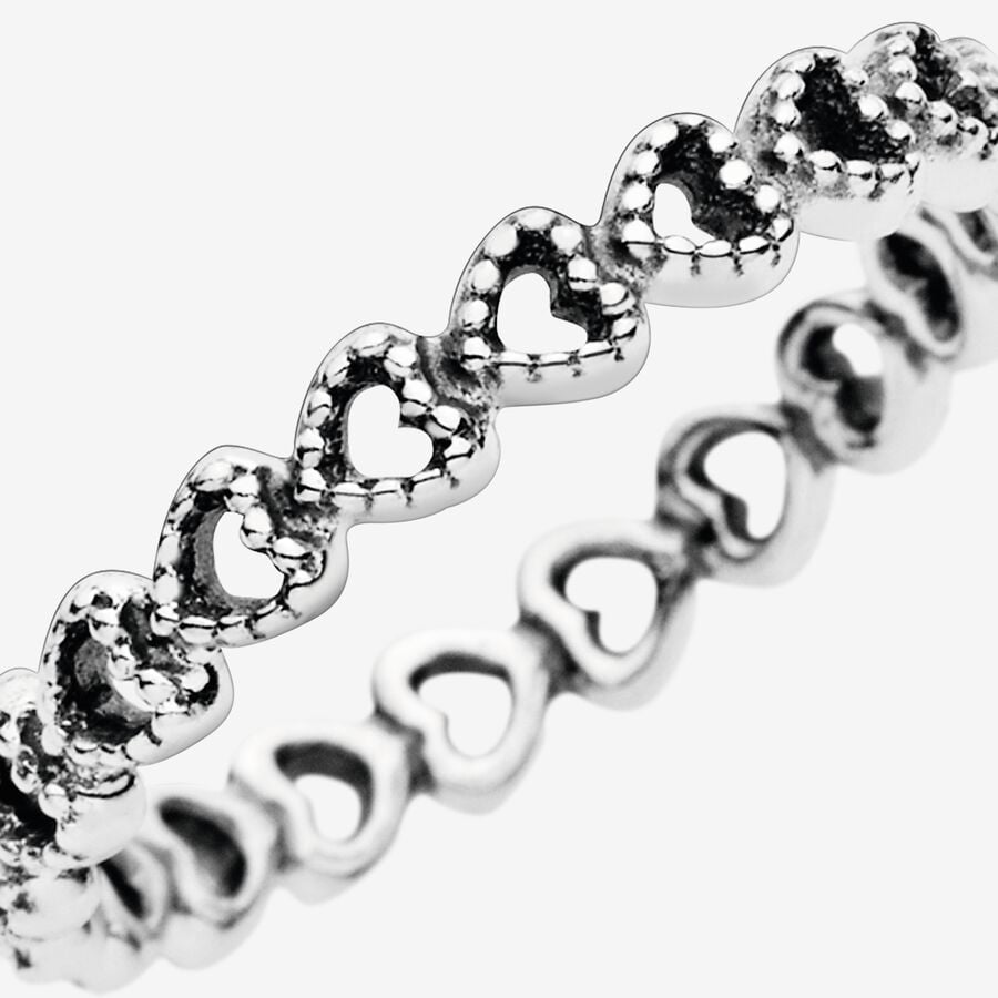 Pandora Moments Band of Hearts Ring Size 8.5