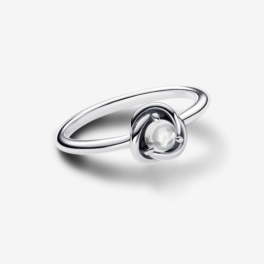 Pandora Moments April Clear Eternity Circle Ring Size 6