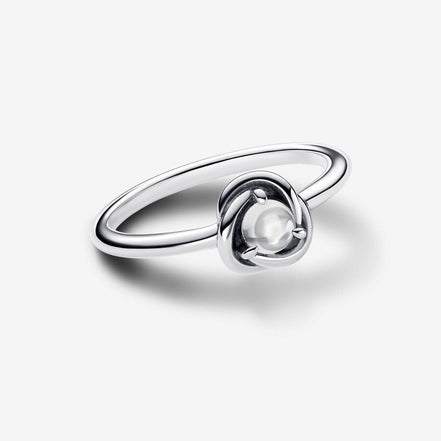 Pandora Moments April Clear Eternity Circle Ring Size 7