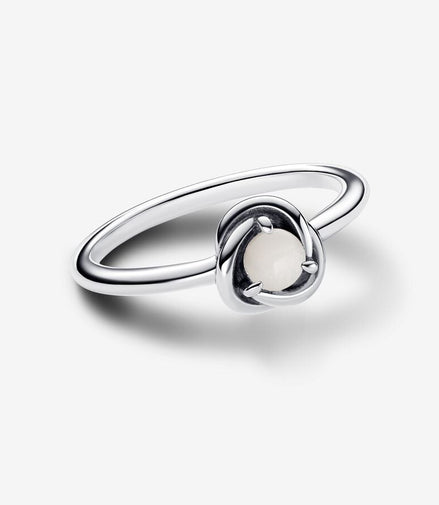 Pandora Moments  June White Bioresin Man-Made Mother of Pearl Eternity Circle Ring Size 6