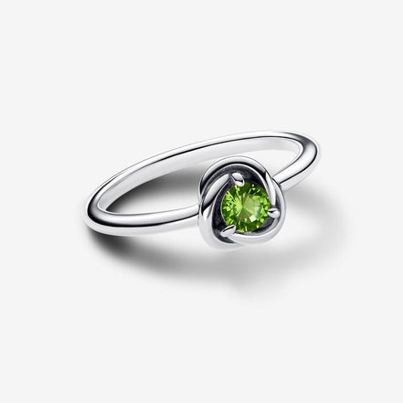 Pandora Moments August Spring Green Eternity Circle Ring Size 7