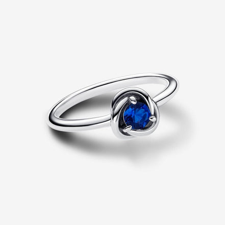 Pandora Moments September Princess Blue Eternity Circle Ring Size 7