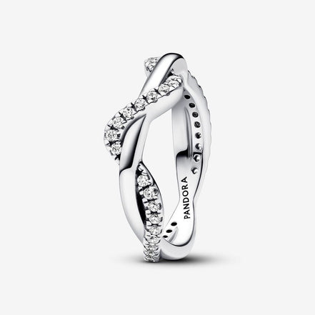 Pandora TimelessSparkling Intertwined Wave Ring Size 7.5