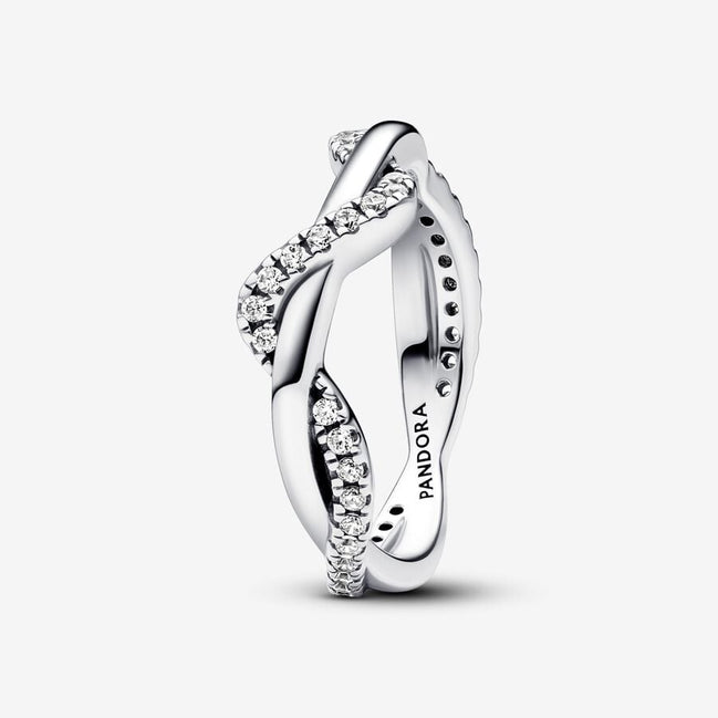 Pandora TimelessSparkling Intertwined Wave Ring Size 7.5