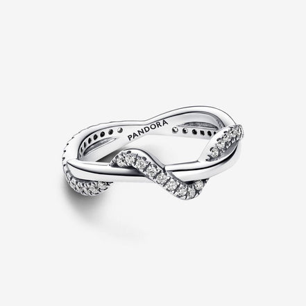 Pandora TimelessSparkling Intertwined Wave Ring Size 7.5