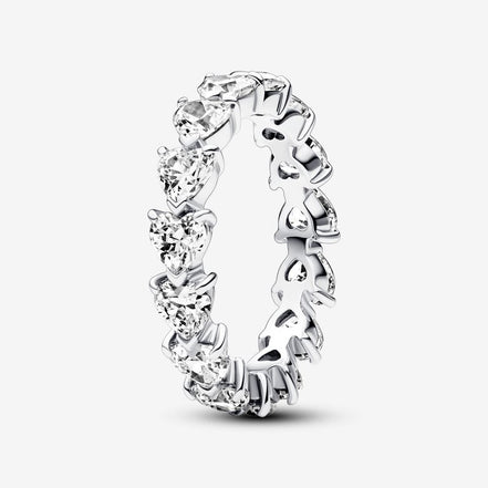 Pandora Timeless Sparkling Row of Hearts Eternity Ring Size 7