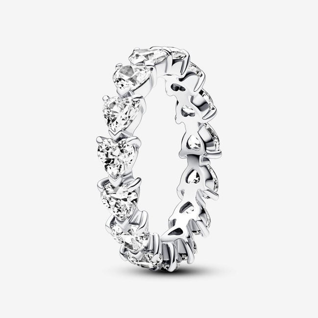 Pandora Timeless Sparkling Row of Hearts Eternity Ring Size 7