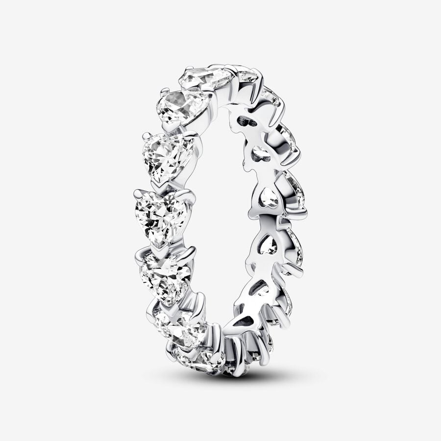 Pandora Timeless Sparkling Row of Hearts Eternity Ring Size 7
