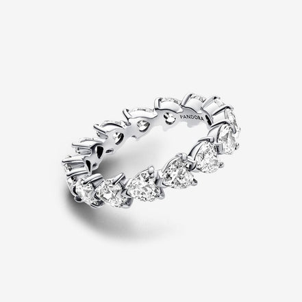 Pandora Timeless Sparkling Row of Hearts Eternity Ring Size 7