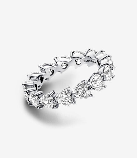 Pandora Timeless Sparkling Row of Hearts Eternity Ring Size 7