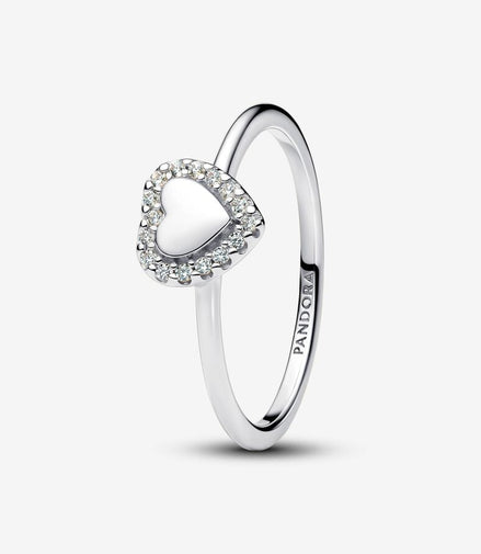Pandora Timeless Engravable Heart Halo Ring Size 6