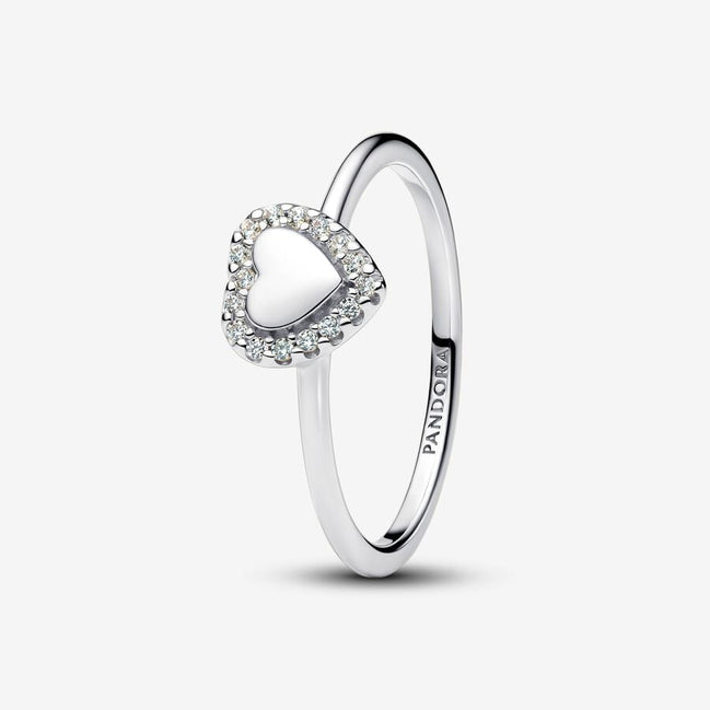 Pandora Timeless Engravable Heart Halo Ring Size 6