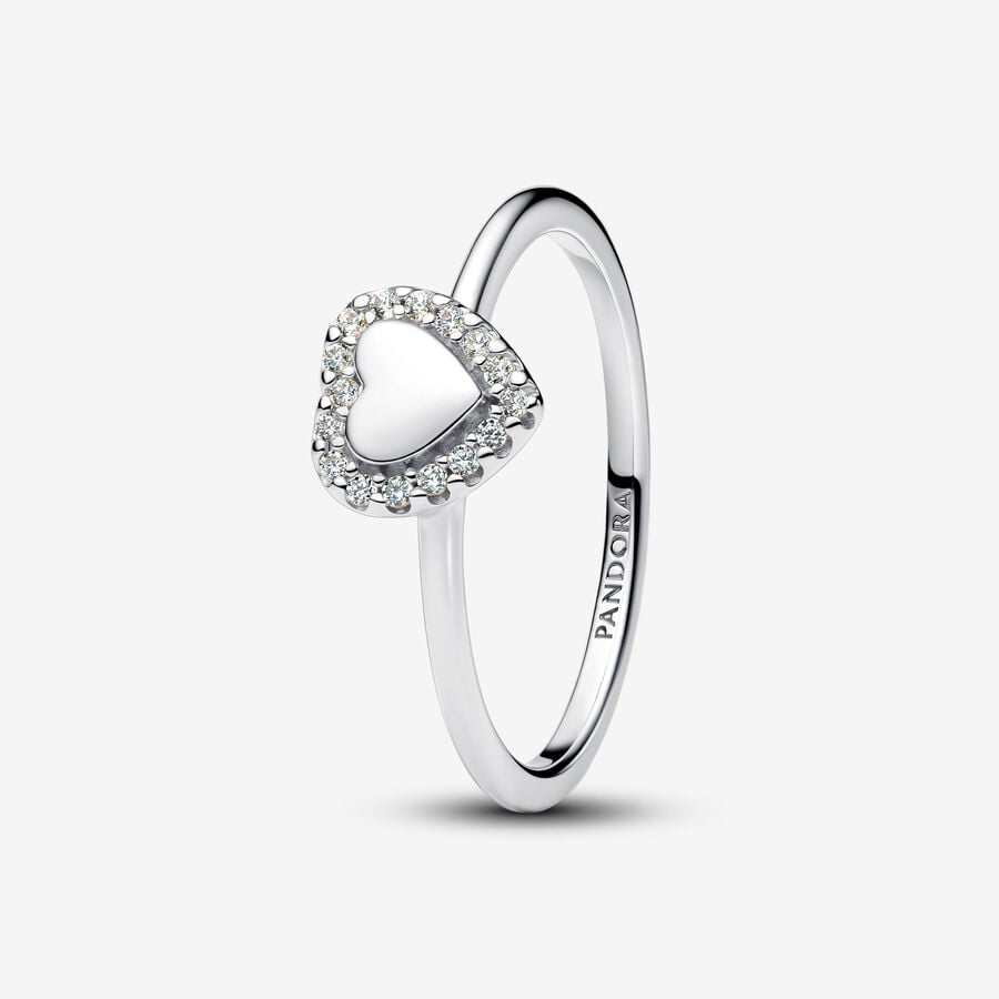 Pandora Timeless Engravable Heart Halo Ring Size 6