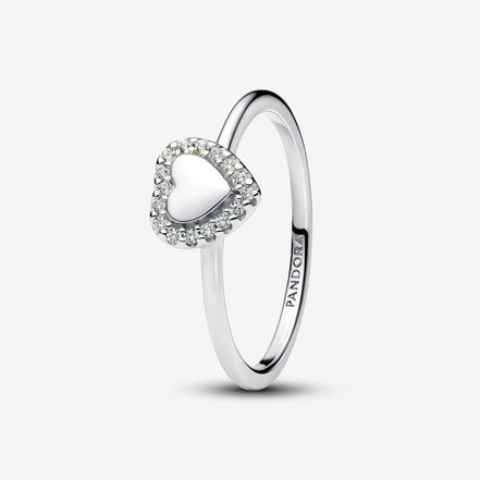 Pandora Timeless Engravable Heart Halo Ring Size 7