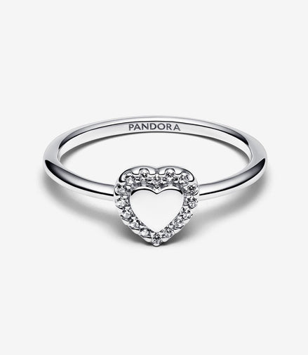 Pandora Timeless Engravable Heart Halo Ring Size 6