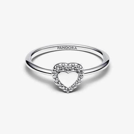 Pandora Timeless Engravable Heart Halo Ring Size 7