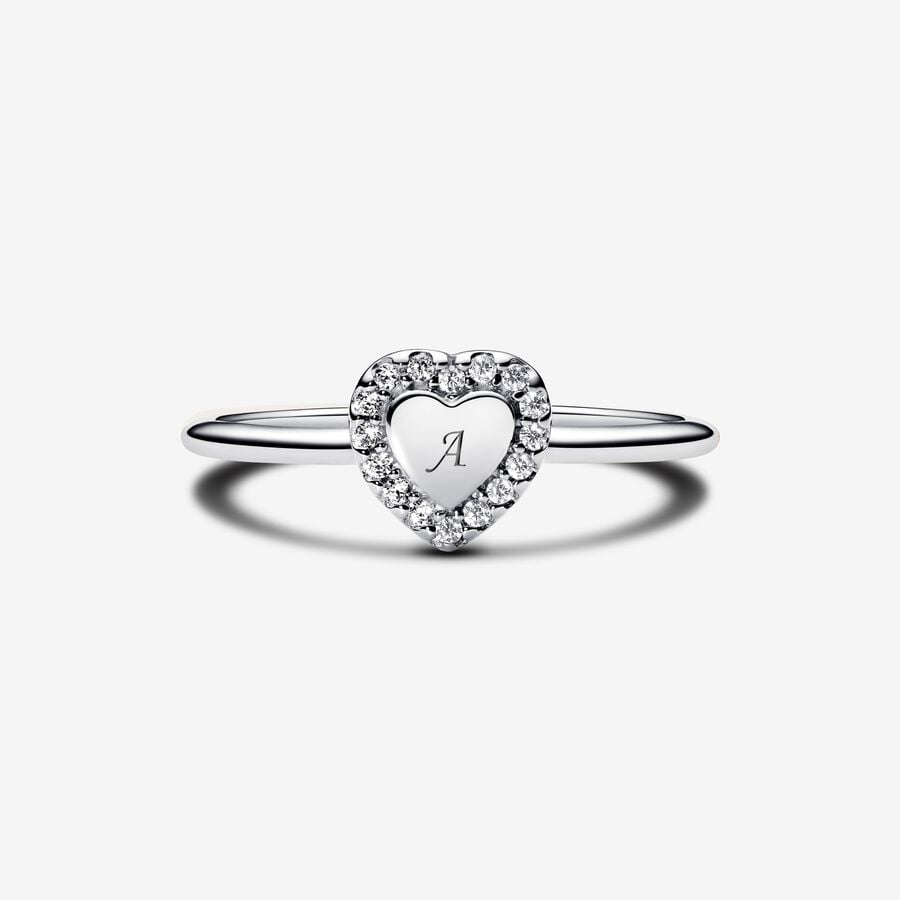 Pandora Timeless Engravable Heart Halo Ring Size 6