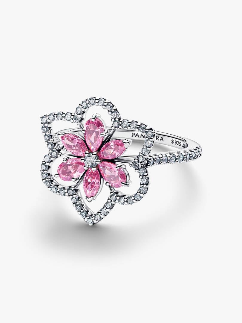 Pandora Double Flower Cocktail Ring Size 7.5
