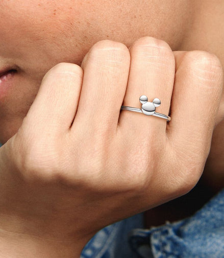 Pandora Disney Mickey Mouse Silver Silhouette Ring 4.5