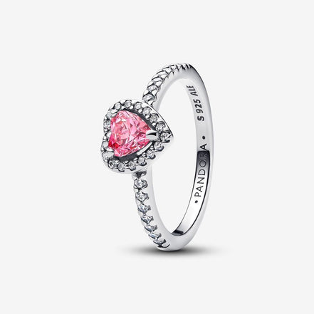 Pandora Timeless Elevated Pink Heart Ring Size 7.5