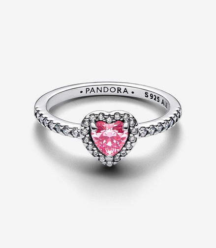 Pandora Timeless Elevated Pink Heart Ring Size 6