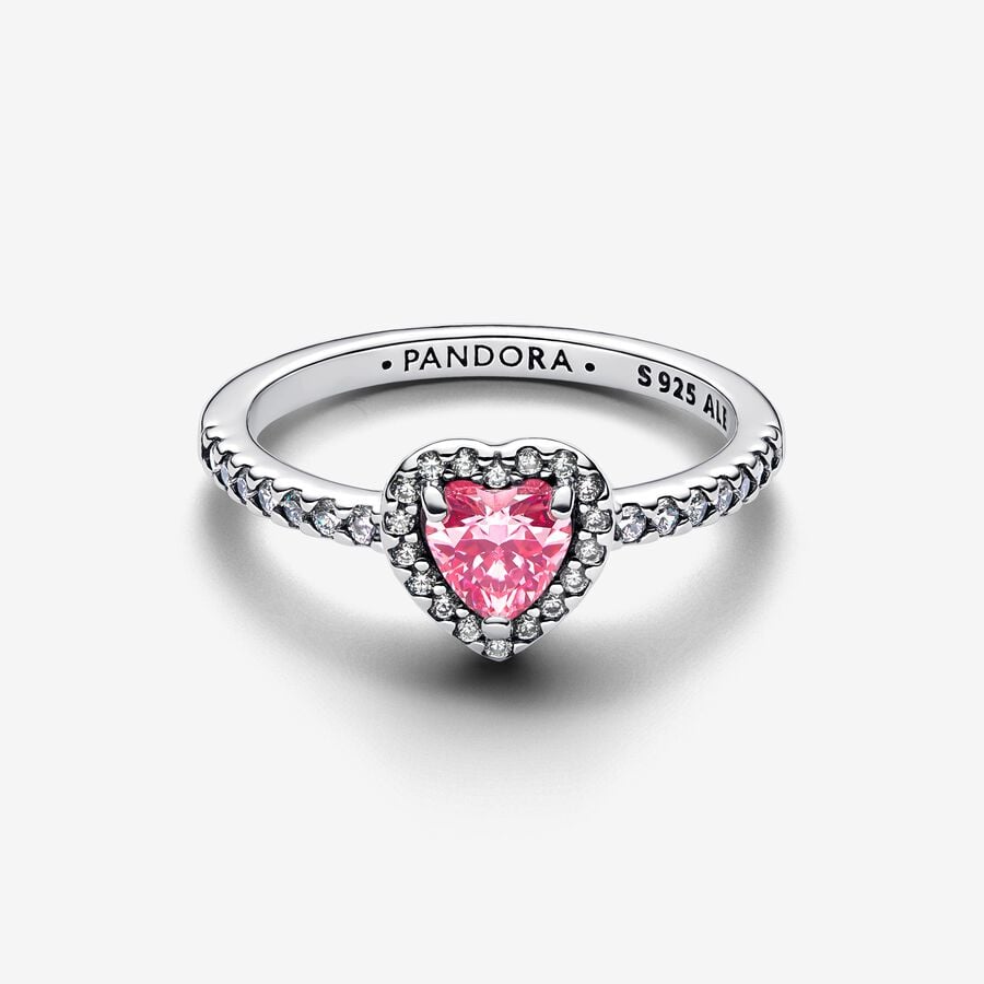 Pandora Timless Elevated Pink Heart Ring Size 7
