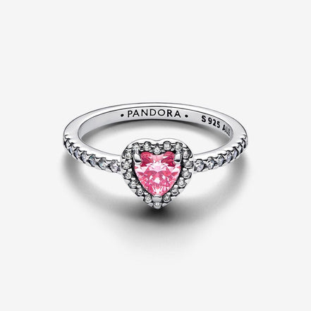 Pandora Timeless Elevated Pink Heart Ring Size 7.5
