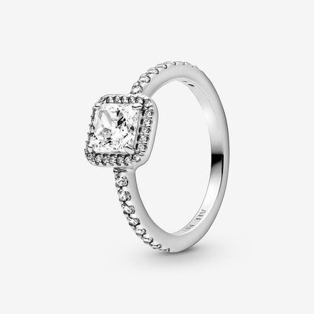 Pandora Timeless Square Sparkle Clear Halo Ring Size 7