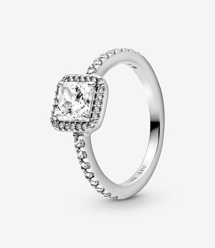 Pandora Timeless Square Sparkle Clear Halo Ring Size 7