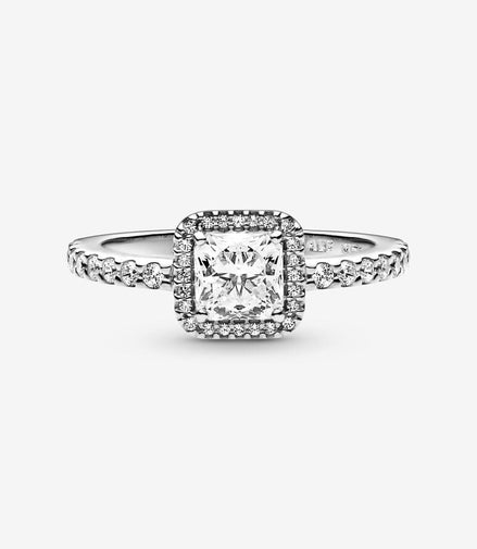 Pandora Timeless Square Sparkle Clear Halo Ring Size 7