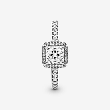 Pandora Timeless Square Sparkle Clear Halo Ring Size 7