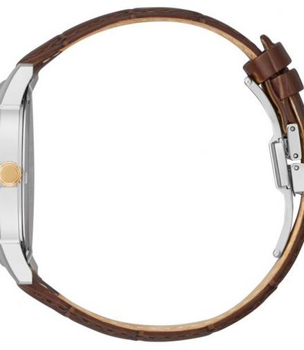 Citizen Men's Rolan Eco-Drive Rose Gold Case With Brown Leather Strap Watch