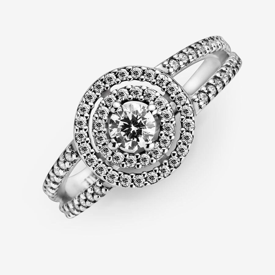 Pandora Timeless Sparkling Double Halo Ring Size 5