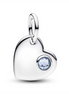 Pandora Engravable Heart Aqua Blue Stone Dangle Charm