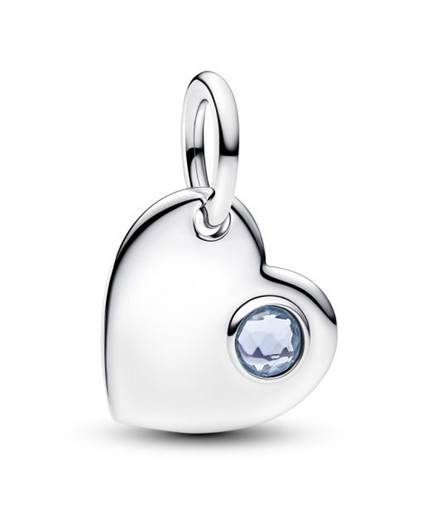 Pandora Engravable Heart Aqua Blue Stone Dangle Charm